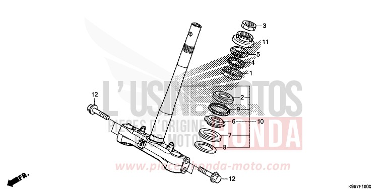 STEERING STEM for PCX 125 PEARL SPLENDOR RED (R369) from 2019
